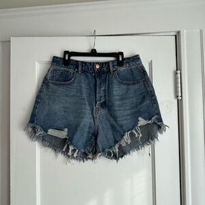 Denim Frayed Hem Women Shorts